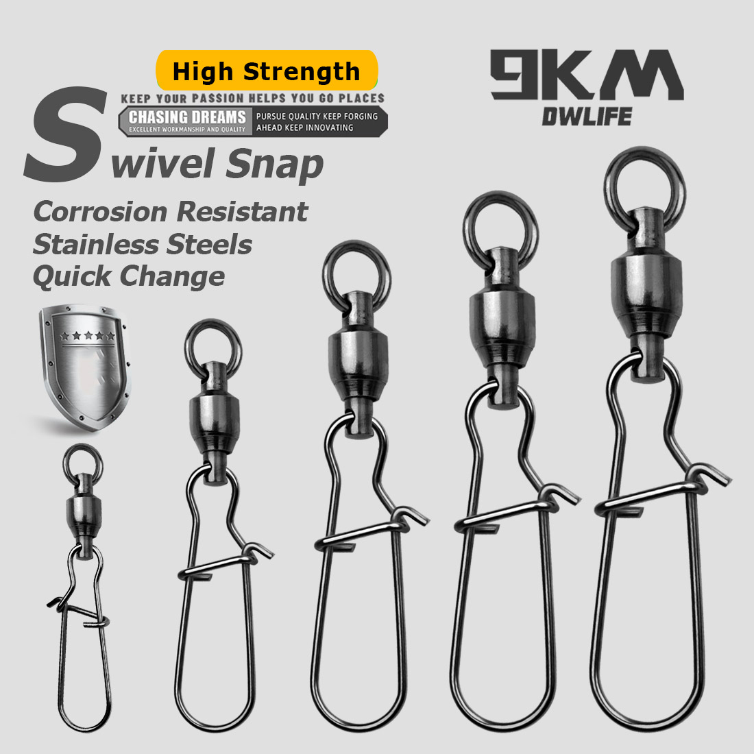 Fishing Swivel Connector - 9KM 10 Pezzi Girella con Cuscinetto